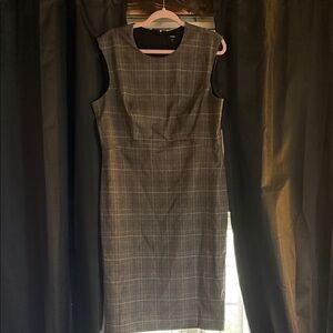 Express Black and Gray Plaid Midi Dress